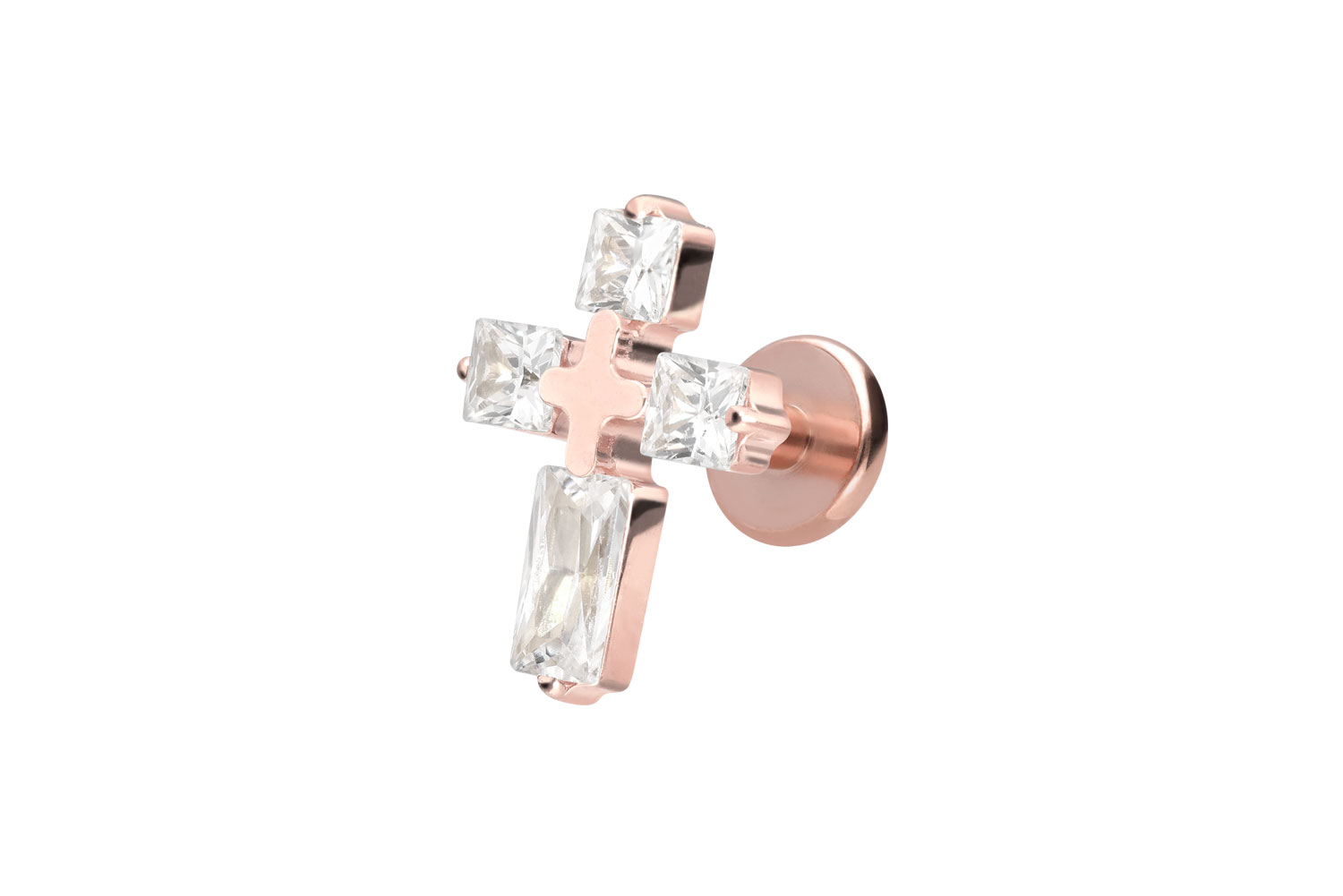 Titan Labret Piercing mit Innengewinde KRISTALLKREUZ